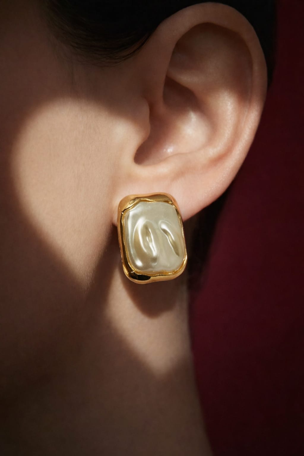 Pearl Textured Gold Statement Stud Earrings for Women | Elegant Designer Studs | Isha Elite