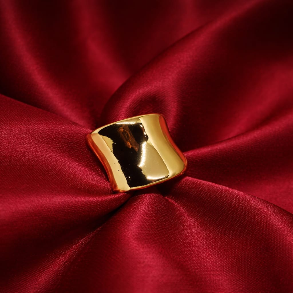 Modern Wave Gold Adjustable Ring for Women | Minimal Designer Ring | Isha Elite