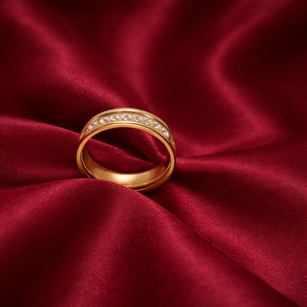 Gold Crystal Band Ring for Women | Elegant Minimal Stone Ring | Isha Elite