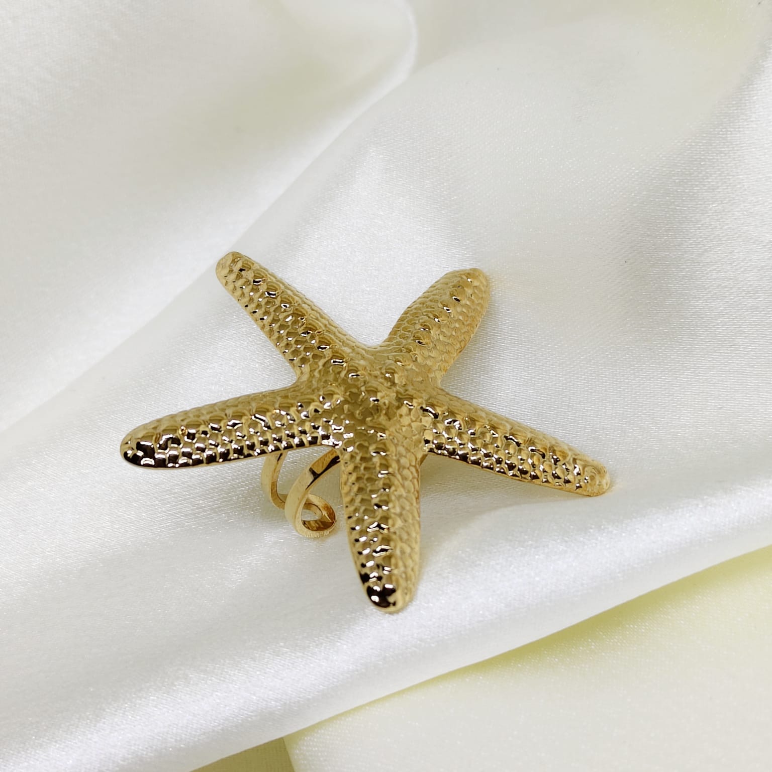 Gold Starfish Adjustable Ring for Women | Beach Style Statement Ring | Isha Elite