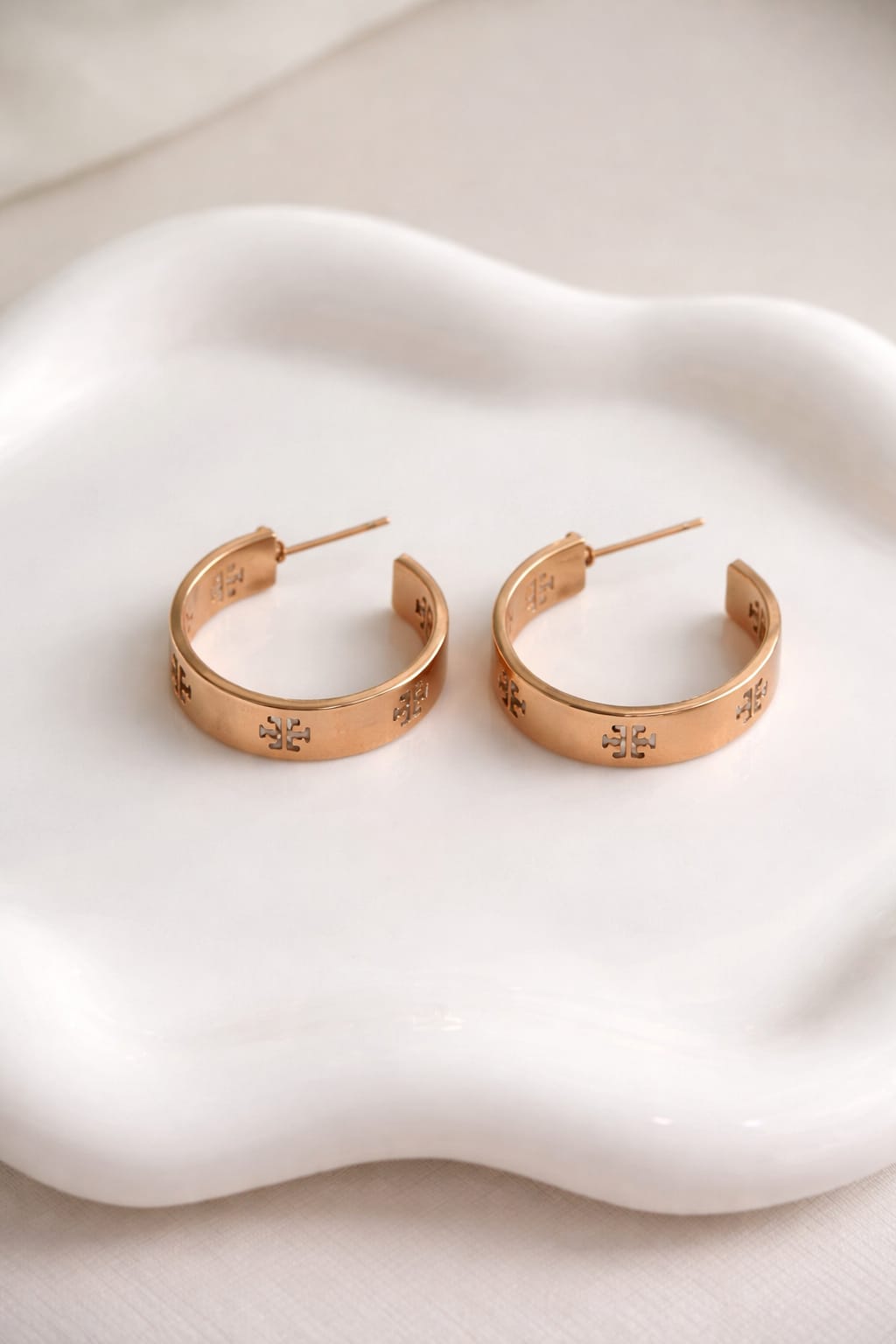 Classic Gold Hoop Earrings with Pattern | Minimal Statement Hoops | Isha Elite