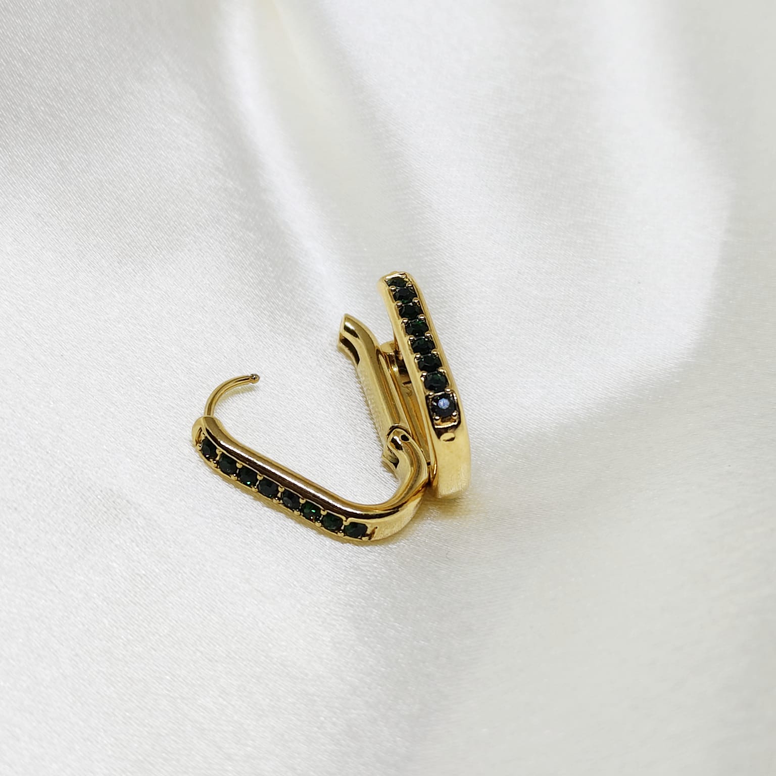 Green Stone Gold Hoop Earrings | Minimal Elegant Hoop Earrings | Isha Elite