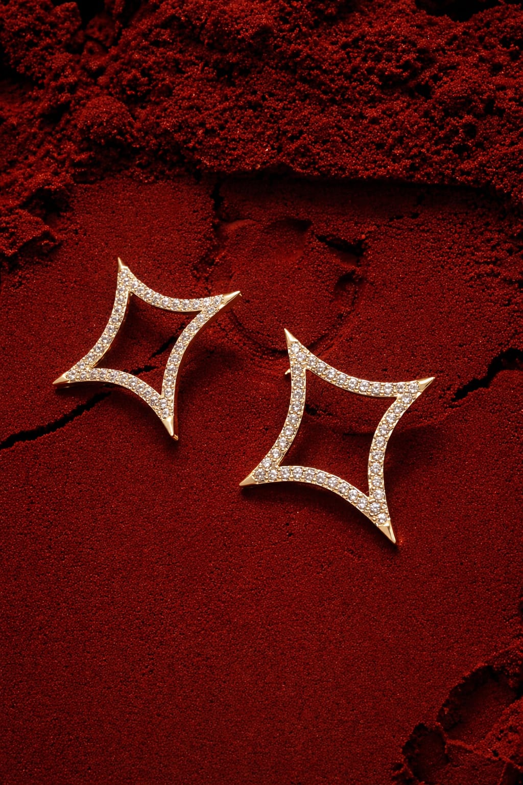 Diamond Shape Crystal Stud Earrings | Geometric Statement Earrings | Isha Elite