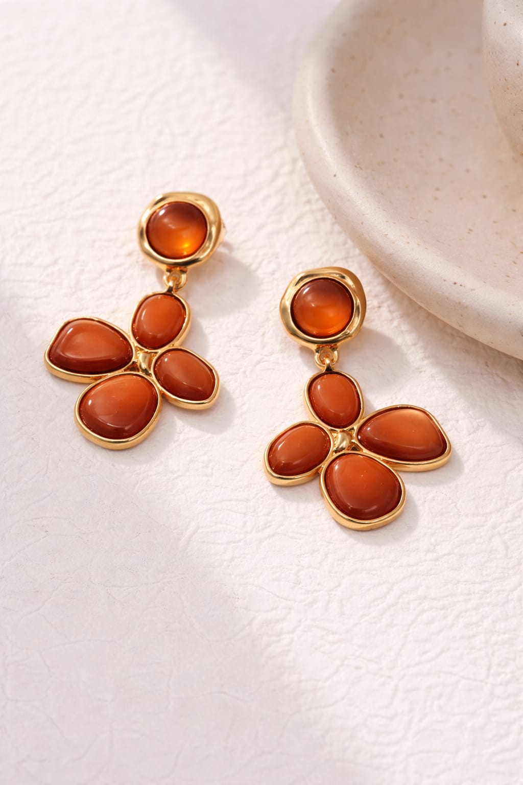 Amber Bloom Statement Earrings | Floral Drop Earrings | Isha Elite