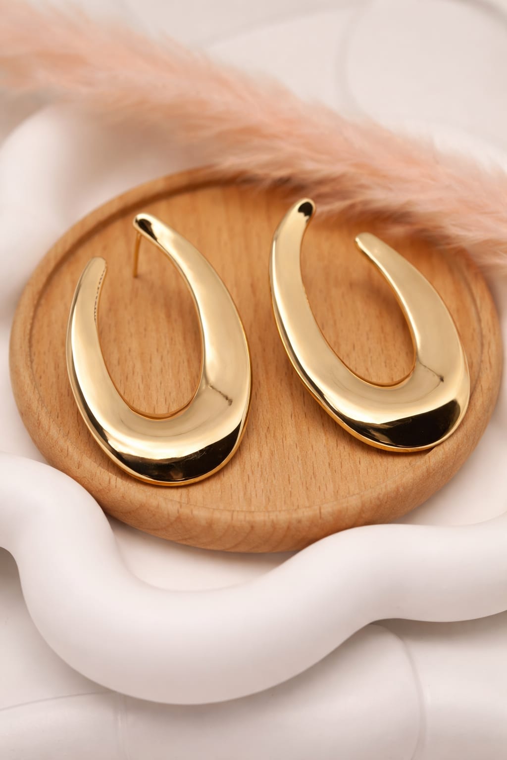 Sleek Gold Curve Earrings | Minimal Statement Hoops | Isha Elite