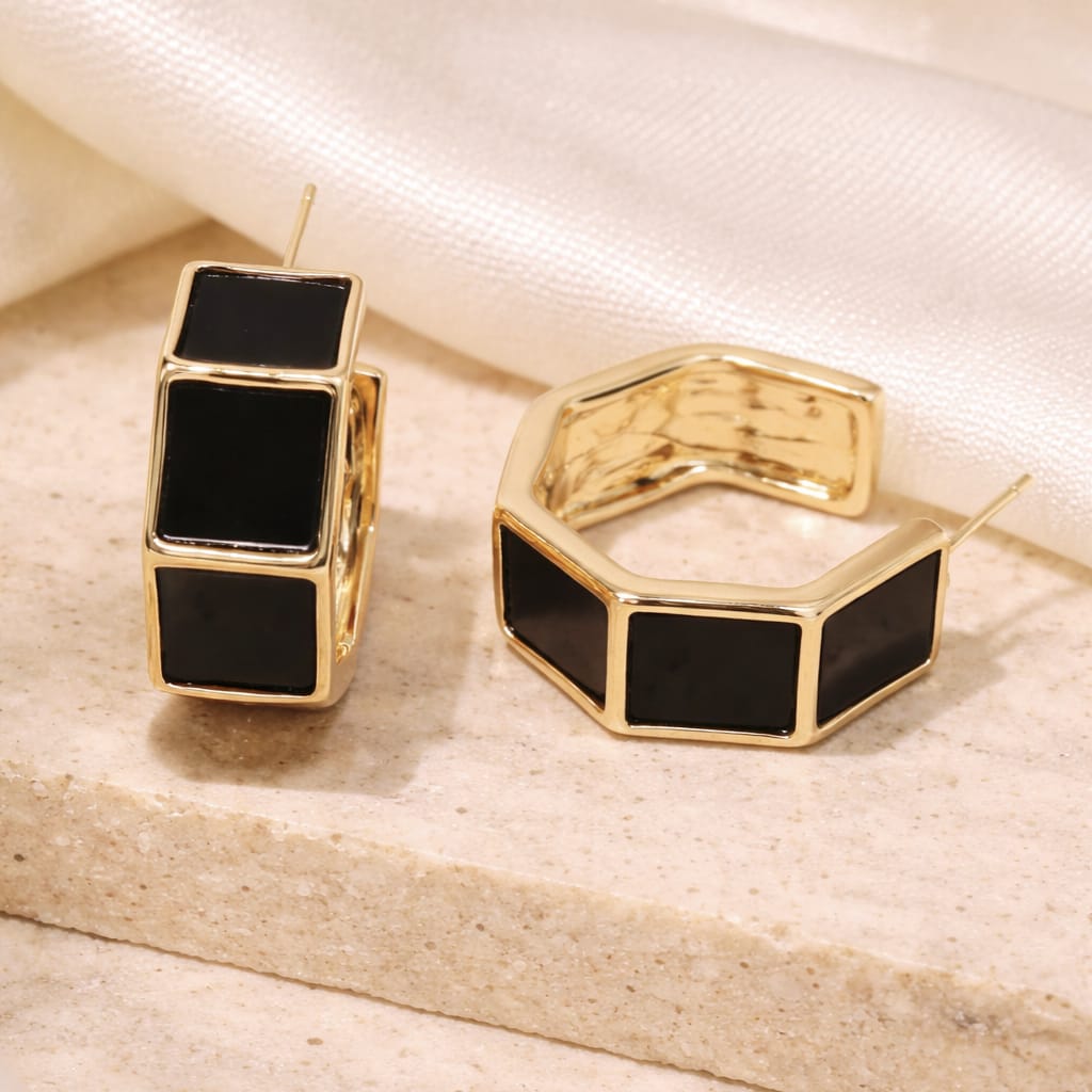 Geometric Luxe Hoop Earrings | Multi-Color Statement Hoops | Isha Elite