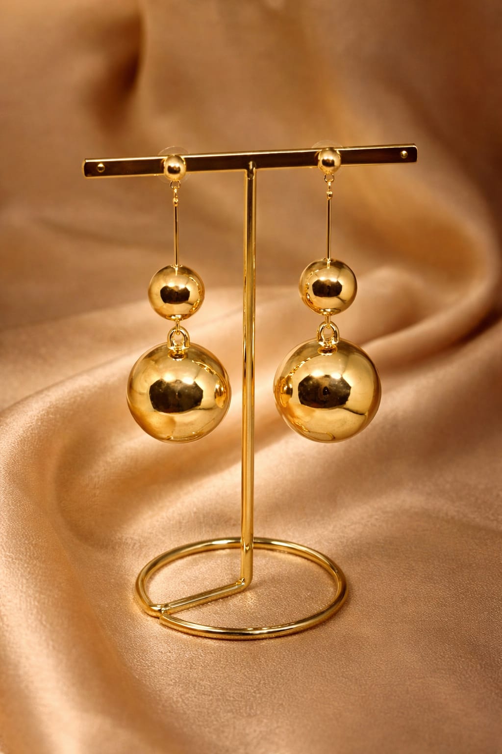 Gold Double Ball Drop Earrings – Isha Elite