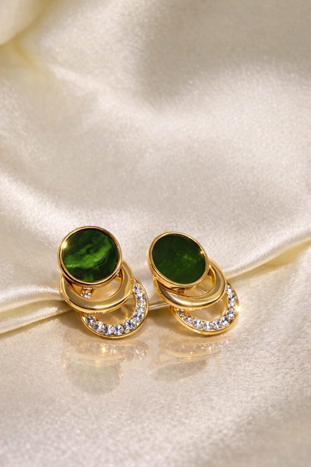 Dual Ring Stone Stud Earrings – Isha Elite