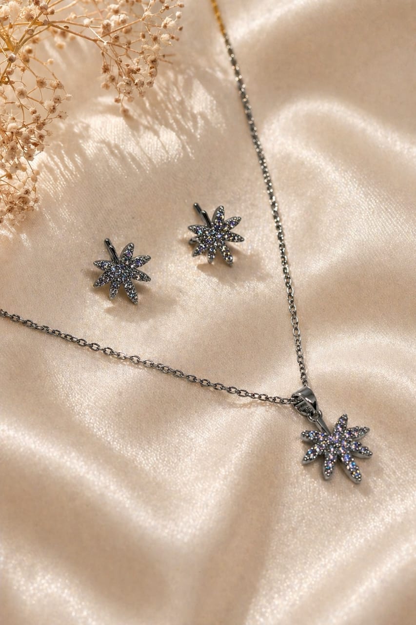 Starburst Zircon Pendant Set for Women