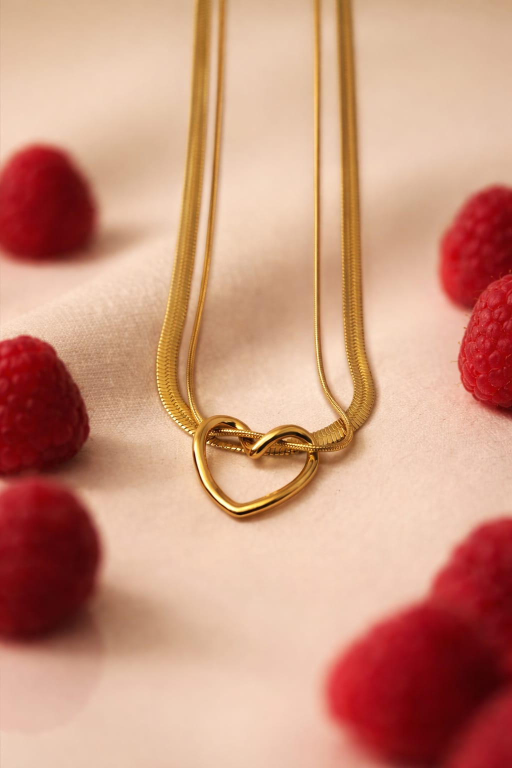 Golden Heart Charm Layered Necklace