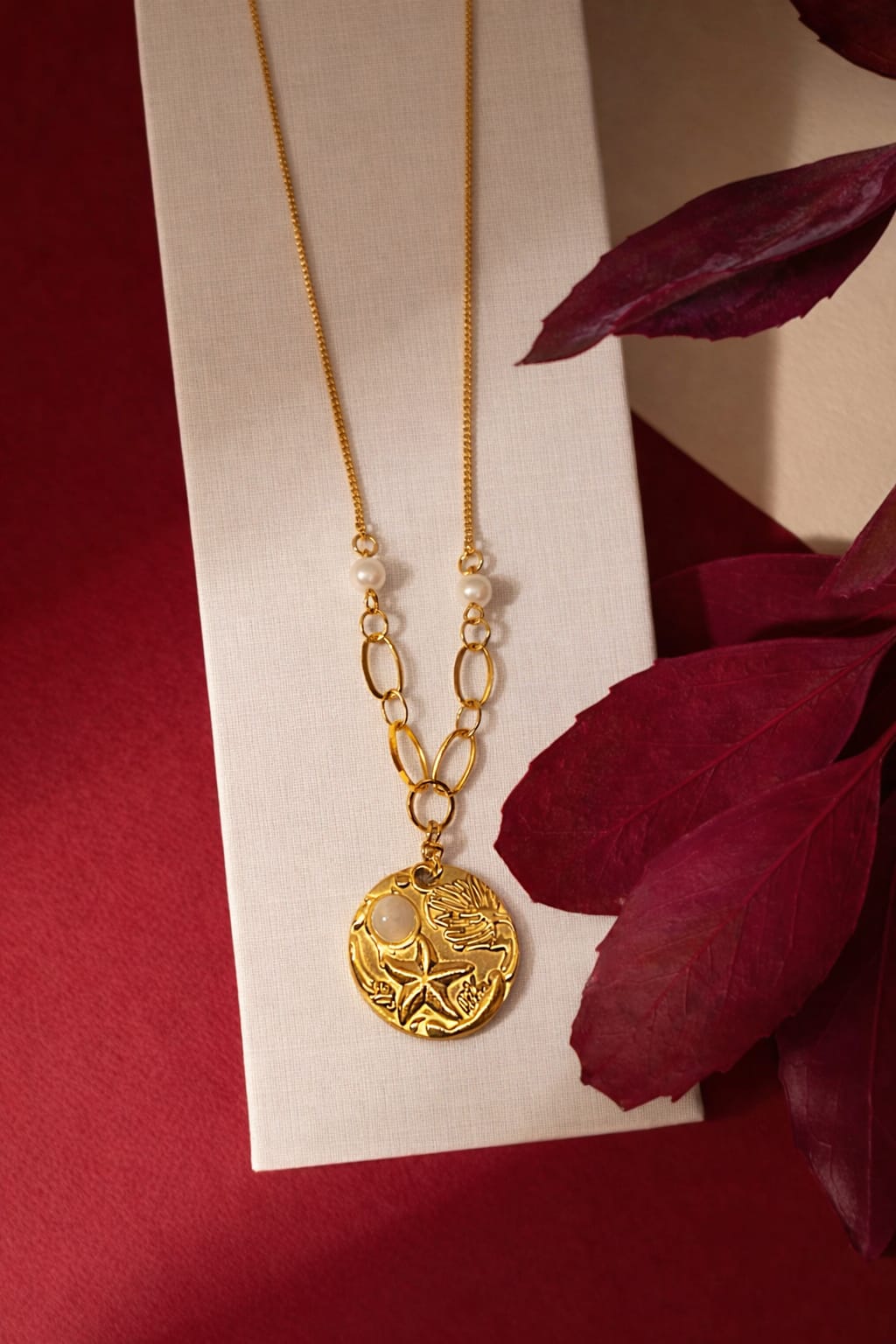 Ocean Charm Gold Pendant Necklace