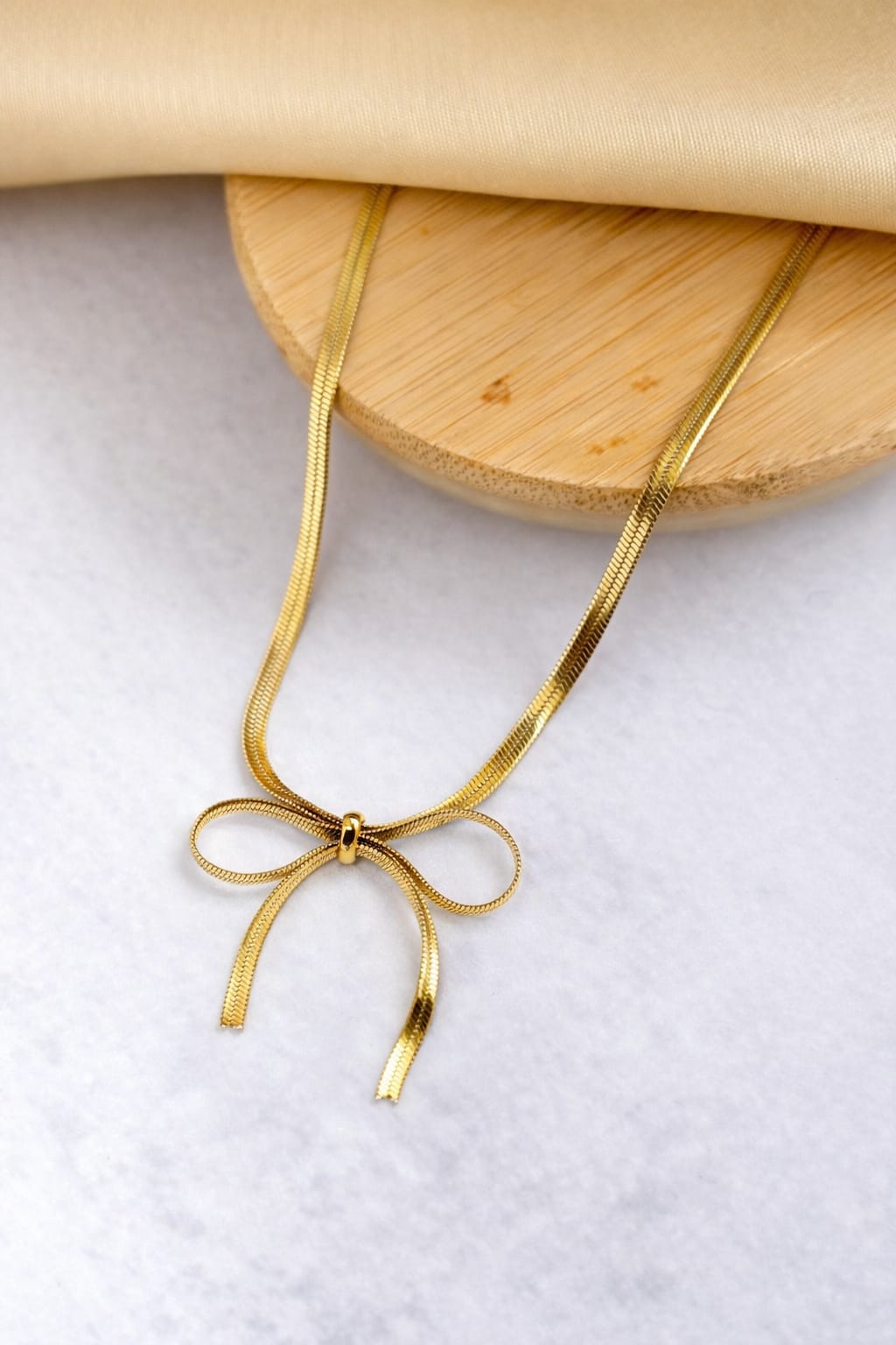 Golden Bow Snake Chain Necklace