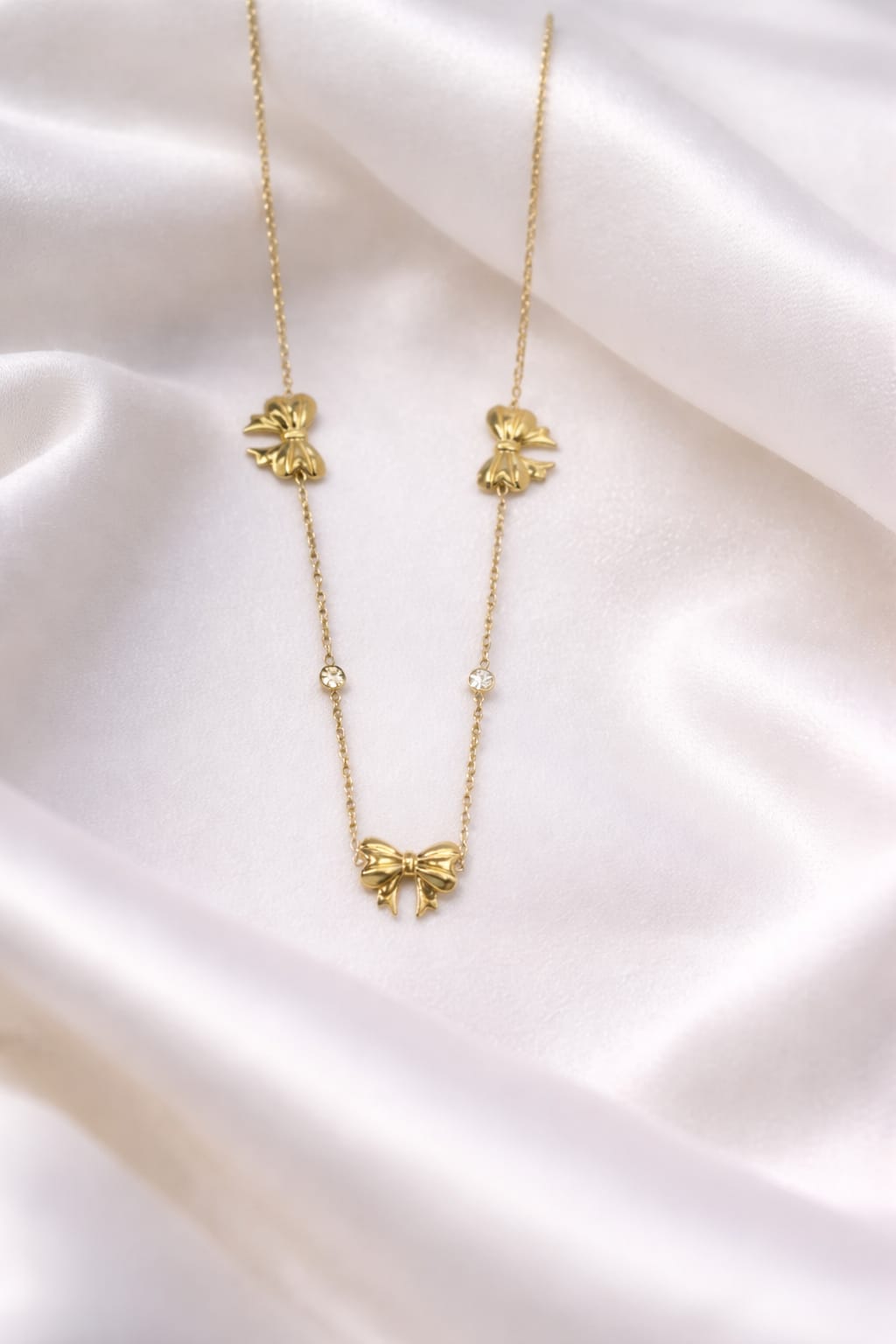 Golden Bow Charm Necklace