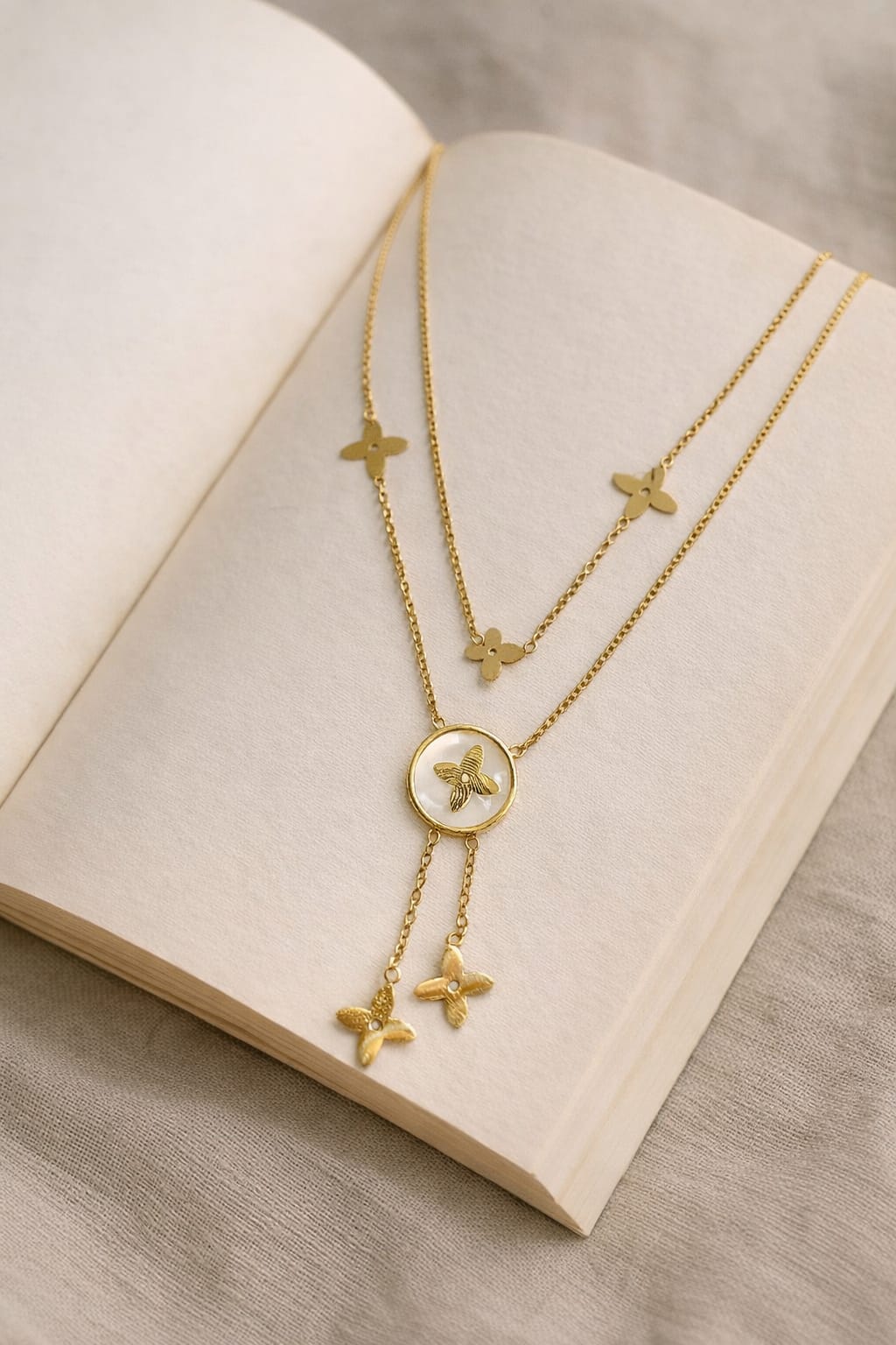 Golden Butterfly Layered Necklace