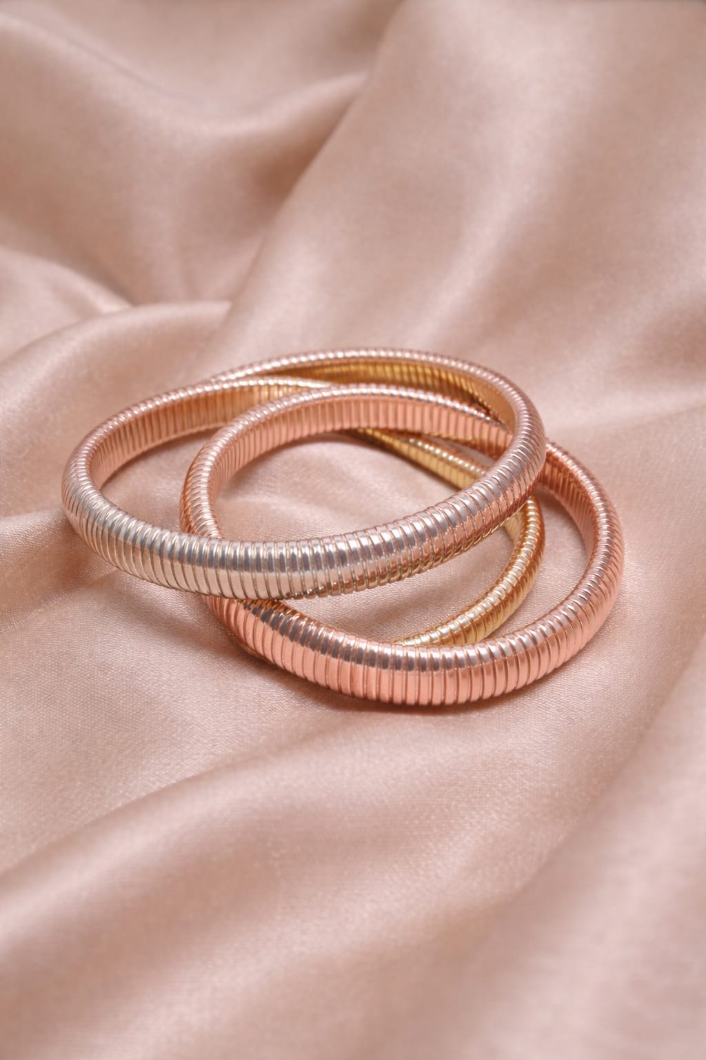 Luxury Snake Chain Gold Bracelet Set for Women | Minimal Tube Bangles | Isha Elite