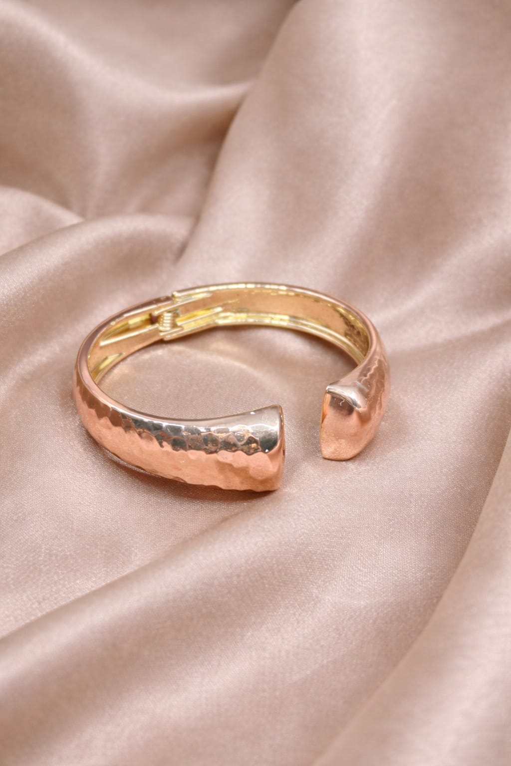 Aurora Hammered Gold Cuff Bracelet for Women | Elegant Open Bangle | Isha Elite