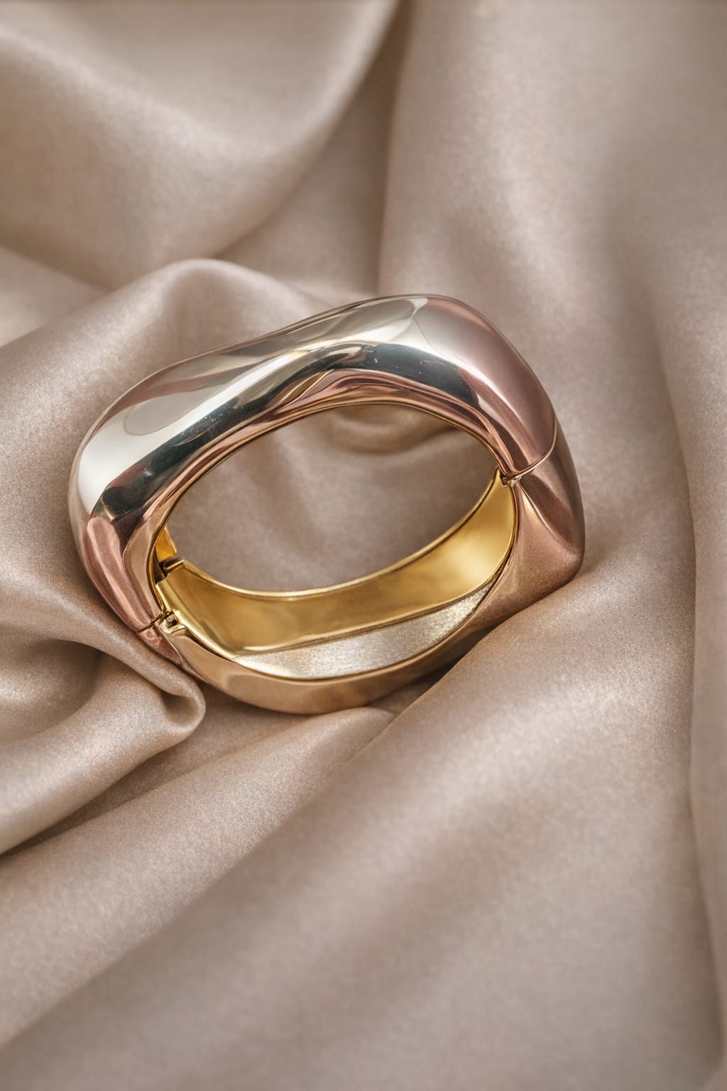 Sculpted Luxe Gold Statement Bracelet for Women | Modern Wide Cuff Bangle | Isha Elite