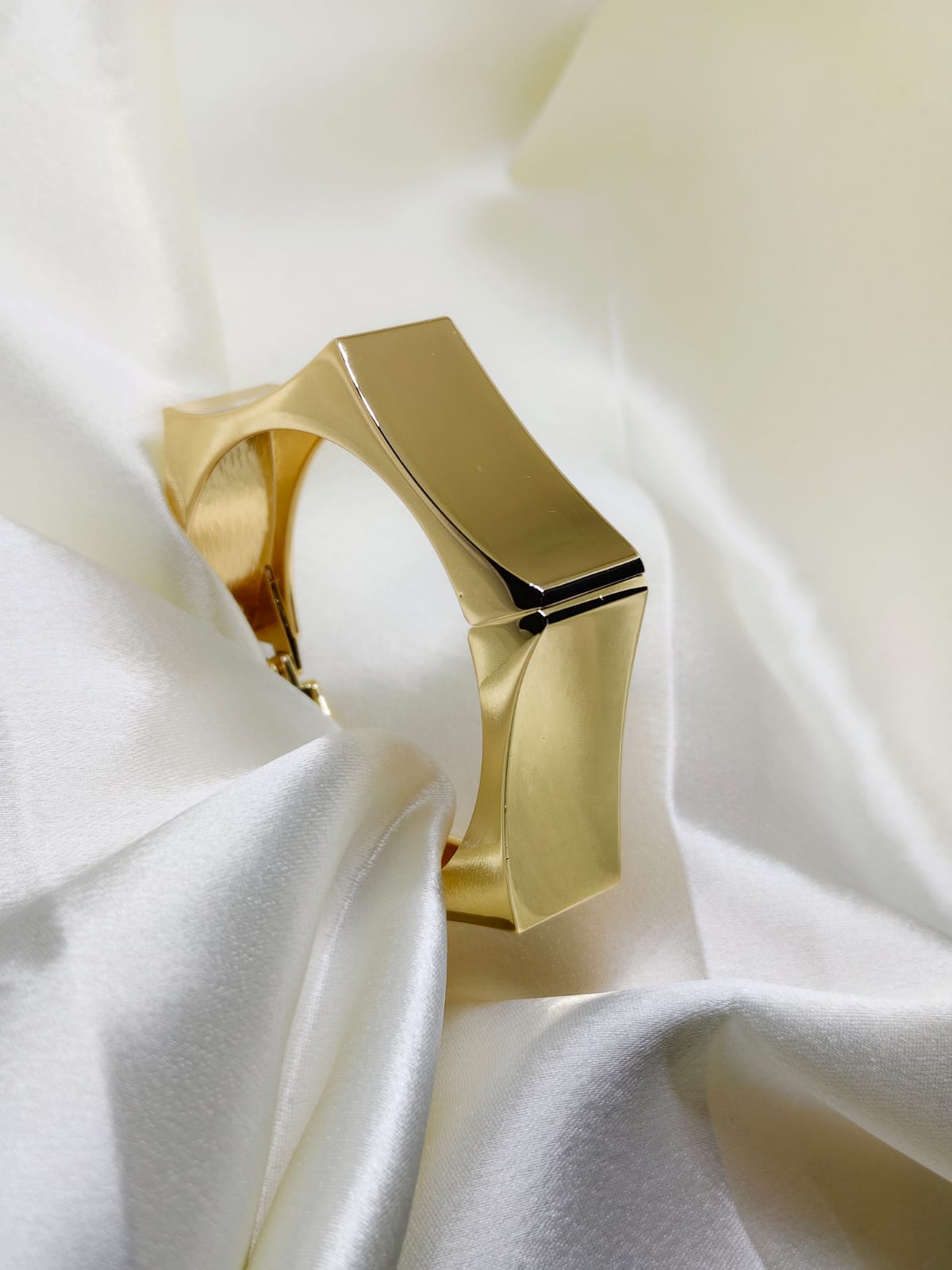 Celestial Edge Gold Statement Bracelet for Women | Geometric Designer Cuff | Isha Elite